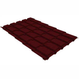 Металлочерепица Grand Line квадро профи 0.5 Velur20 RAL 3005 красное вино